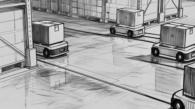 In Sync warehouse: storyboard moments followed by matching finished-film shots